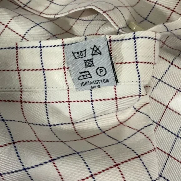 Curtis Brandon Ivory Red Blue Check Long Sleeve Button Front Men’s Shirt Sz XXL - Picture 7 of 8